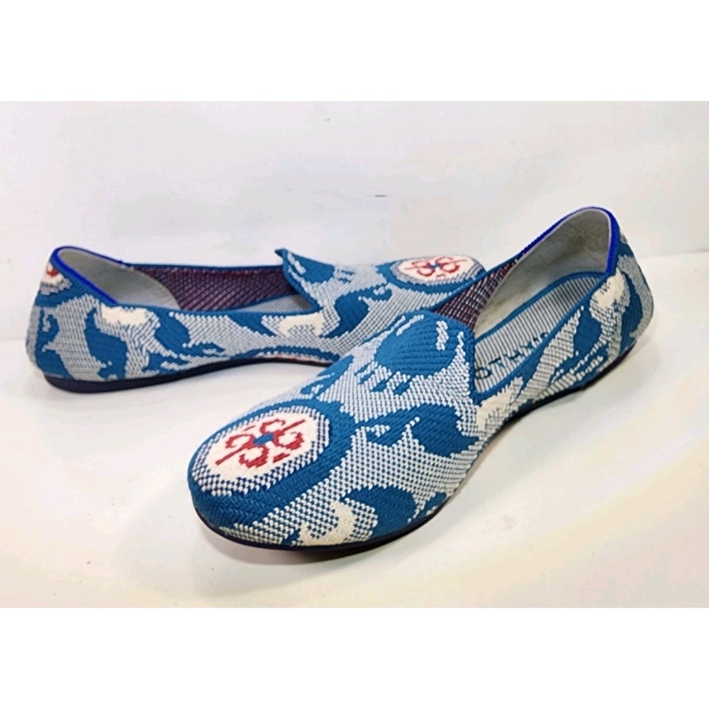 Rothy's The Loafer Womens 7.5 Moroccan Teal Round Toe Slip On Knit Rare Print